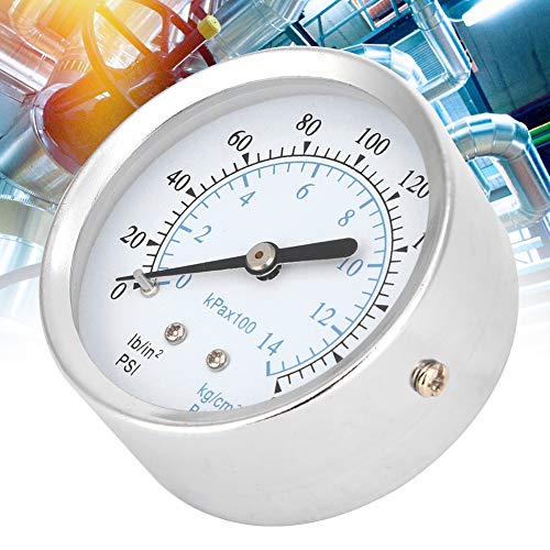 Мерач на притисок на ftvogue, 0-14kg cm² 0-200psi со двојна скала Воздушен притисок Мерач на вода Мерач на притисок 1 8npt Врска, мерач на