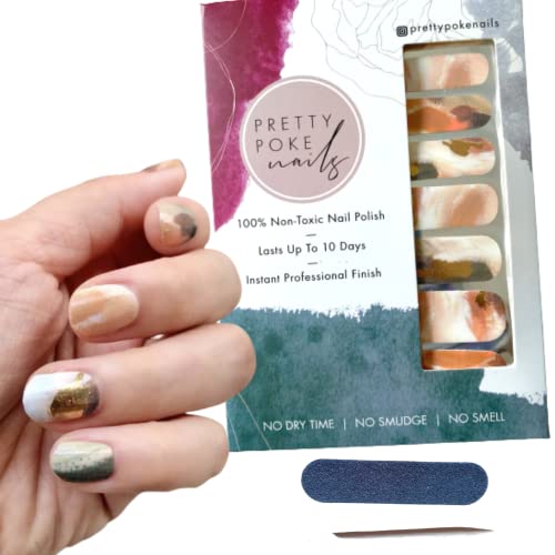 Pretty Poke Nails Nail Strips Strips Rippers | Самолеплива уметност за нокти со вистински лак за нокти | Снопови за комплети за маникир за дома