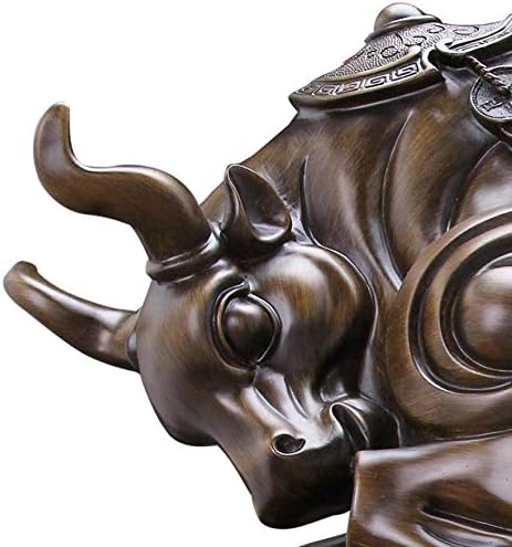 Богатство на AOHMG Bull Среќа статуи, рачно изработени полирезин колекционерски фигурински украс уметнички дела, канцелариски бизнис полица