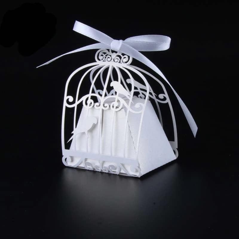 Zjhyxyh 50pcs птичји кутии за свадбени кутии за свадби, сакаат кутии за бонбони, со лента за роденденски свадбени материјали за свадба