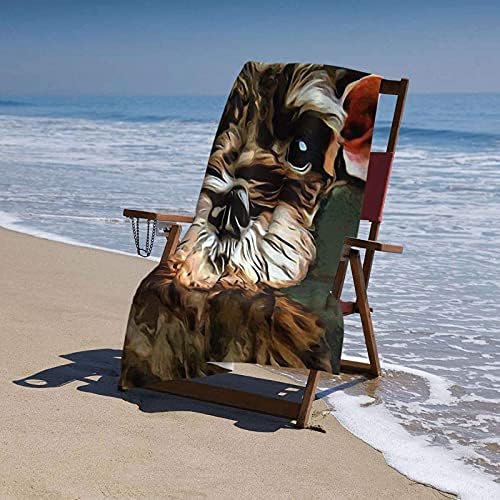 Минијатурно Сликарство Шнауцер Пешкир За Плажа за Возрасни, 32 х 52 Инчи, Абсорбента Преносни Лесни Крпи За Ќебе Меки Крпи За Капење За Плажа