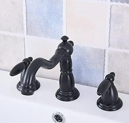 Црно масло триеше двојни лостови од месинг широко распространети 3 дупки Инсталирајте мијалник за мијалник за мијалник за мијалник за бања