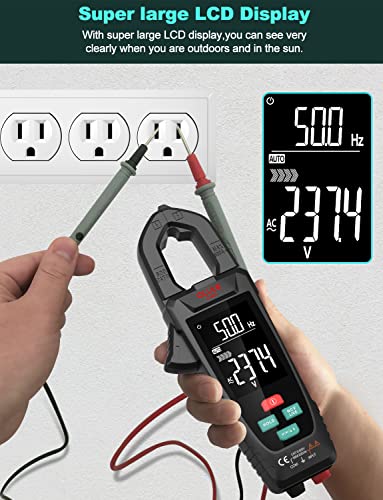 Qluue Clamp Meter 9999 брои, мултиметарски мерки струја на AC, напон на AC/DC, температура, капацитивност, отпорност, диоди и континуитет,