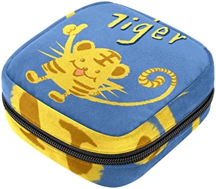 Оријукан санитарна торба за складирање на салфетка, торба за преносни периоди за жени девојки менструална чаша торбичка, тигар