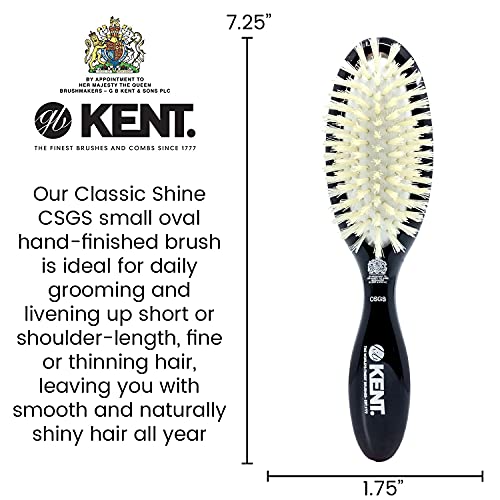 Кент CSGS класичен сјај мала овална перница за исправнување на четки и коса затемнувач природна бела четка за коса, четка за коса, сјај за коса и чистач на скалпот за ф