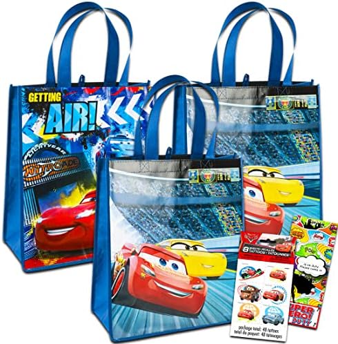 Пакет со вреќи со вреќи со дизни автомобили - 3 торбички за забавни торбички со тоте