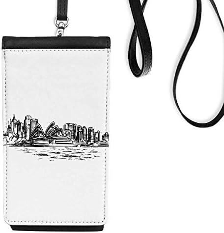 Австралија Сиднеј Оперска куќа скица Телефонска чанта чанта што виси мобилна торбичка црн џеб