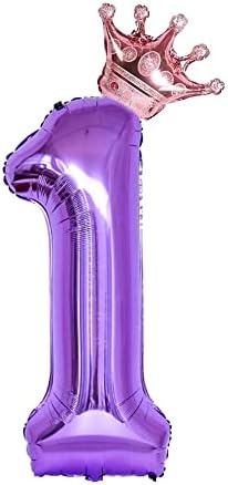 40-Инчен Виолетова Број 0 Круна Балони Во собата, Роденден Балони За Девојки и Жени, Свадба Годишнината Прослава Декоративни Балони.