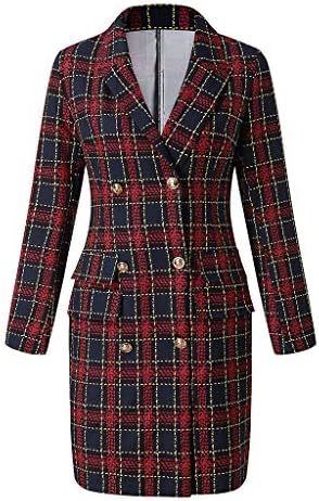 NDVYXX Роденденски подароци за жени, Зимски мини официјален палто за жени со долг ракав ретро удобност полиестерски палта цврсти
