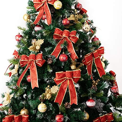 12 парчиња сјајни Божиќни лакови Божиќно украси за новогодишни украси на новогодишни украси за украси за Божиќна забава