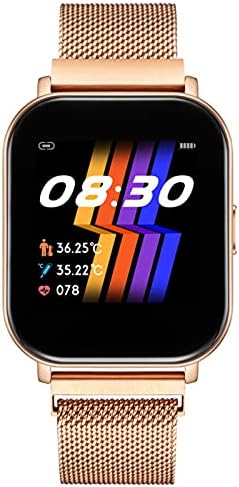 DROOS Sport Smart Watch, Фитнес Тракер од 1,4 Инчен Целосен Екран На Допир Bulit Во Социјално Дистанцирање На Температурата На Телото Следење На Отчукувањата На Срцето, Bluetooth Спор