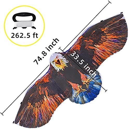 Oyоин 75 '' орел змеј со голем распон на крилјата, лесен за летање огромни змејови за деца и возрасни со 262,5 стапки жици, голем змеј на плажа