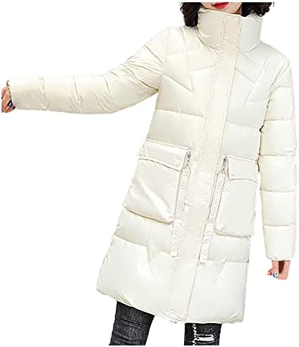 Foviguo kartsенски јакни за култури - сјајни долги ракави стојат вратот надолу по јакни лесни долги палто улична облека