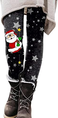 Смешни печатени грди Божиќни хеланки на Вокачи, меки затегнати празнични хулахопки, контрола на стомаци од јога панталони