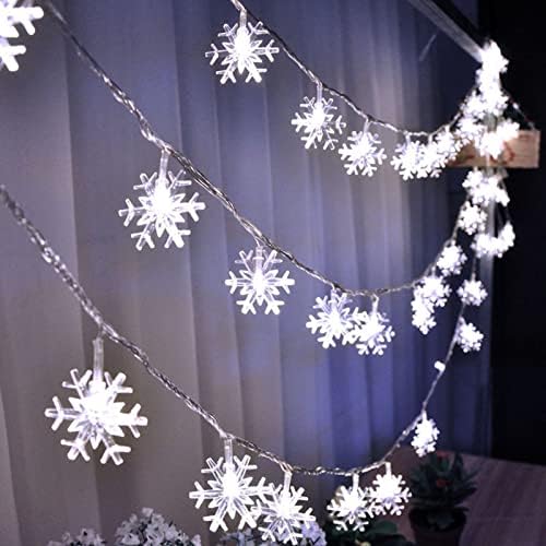 Божиќна снегулка жица светла украси зимски бајки декор Божиќни снегулки жици светла буква маркична светлина
