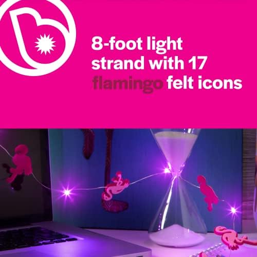 Bright Felty Party LED стринг светла, Flamingo Тема - Пинк Фламинго жици светла Тропска плажа летни жици на жици - нишки за осветлување 8 со LED