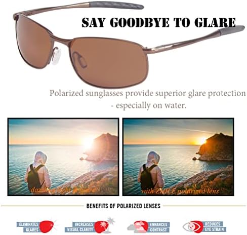 Поларизирани поларизирани очила за сонце за мажи, 8-база крива метална рамка за риболов спортско возење со очила за сонце