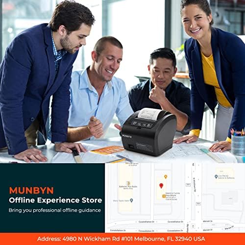 Печатач Munbyn POS, прием за печатач USB Ethernet 80mm Термички печатач P047 и црна фиока за каса, 16 широка фиока за пари со отстранлива