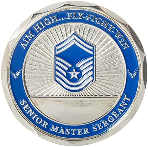 Висок Мајстор Наредник Подофицер На Воздухопловните Сили на соединетите Држави Рангиран 45мм Предизвик Монета И Сина Кадифена Кутија За Прикажување