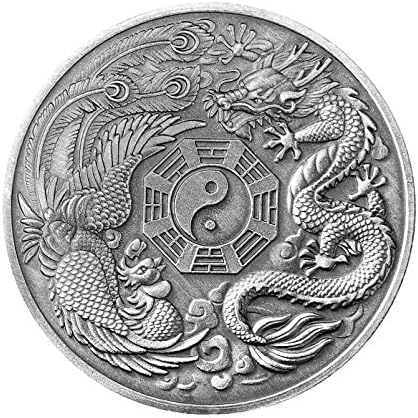 Беспортбл Двострана Комеморативна Монета Кинески Змеј И Феникс Комеморативни Монети Елизабета Втора Колекција Подарок Уметност Занаети Сувенир Монета