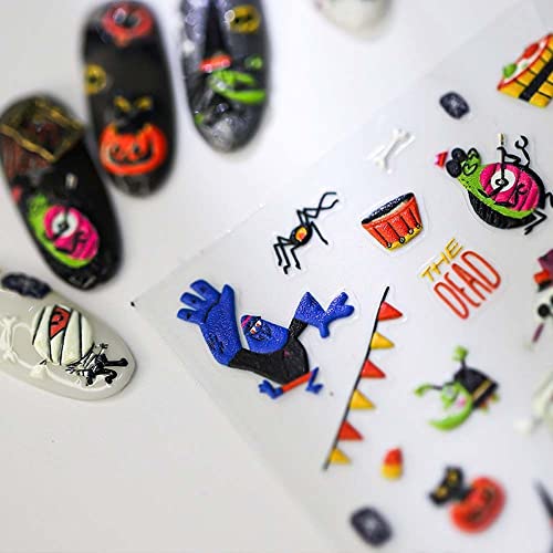 ByBycd Ноќта на вештерките налепници за нокти жени украси за уметност на нокти Зомби дух пајак додатоци за маникир