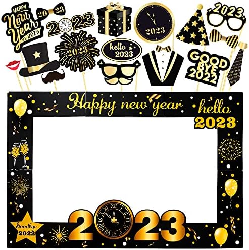 Нова година Рамка за фото штанд 2023 - Пакет од 36 | Среќна нова година банер - 10 стапки | Среќни новогодишни украси 2023 | Партиски