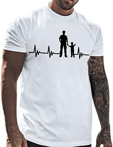 XXBR 2022 Менс татко ден за печатење маица, тркалезен врат спортски спортски обичен кратки ракави кошула мускуларна вежба за атлетика врвови