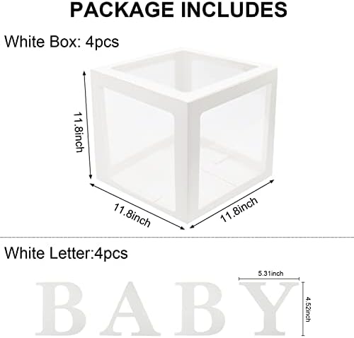 4 ПАРЧИЊА Кутии За Бебиња Со Букви За Туш За Бебиња Чисти Кутии За Туширање За Бебиња Проѕирни Балонски Кутии За Туш За Бебиња Роденден Роденден