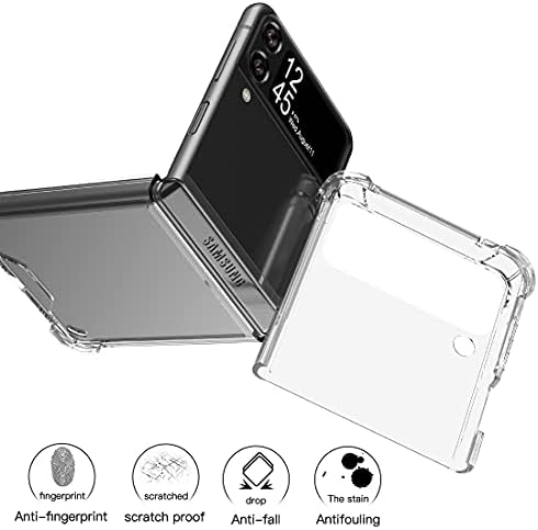 Фајтен за Samsung Galaxy Z Flip 3 Јасен Случај,[Тврд КОМПЈУТЕР][Засилени Агли][Тенок&засилувач;Лесен] Заштитен Телефон Отпорен На