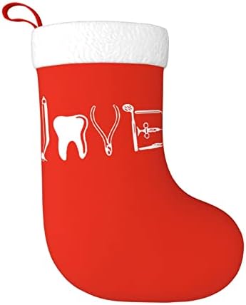 Cutedwarf Loveубов од стоматолошка опрема Божиќно порибување Божиќни празници Орнаменти Камино виси чорап 18 инчи чорапи