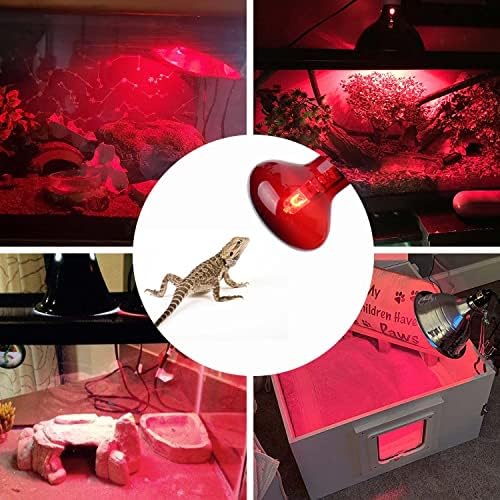 100W црвен влекач за топлинска ламба, инфрацрвена сијалица за пукање на UVA, црвена стаклена покривка топлински сијалици за влекачи и амфибиска употреба, геко, змија, г