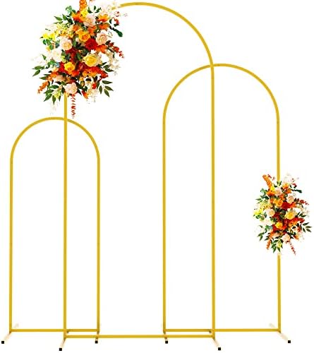Путрос метална лак за позадината Златен свадбен лак штанд сет од 3 квадратни заоблена рамка за церемонија на роденденска забава