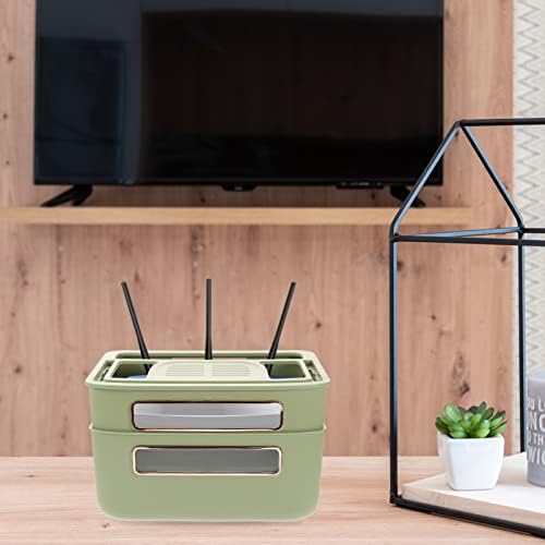 Солустра безжичен рутер кутија за држач ТВ канцеларија Организатор Полк кабел Зелен модем рутер покритие домашна моќност двојно управување