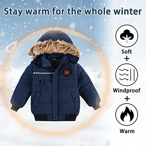 Xifamniy момчиња надолу јакна од крзно јака аспиратор густо топло зимско палто Парка поставена надворешна облека 3-6t