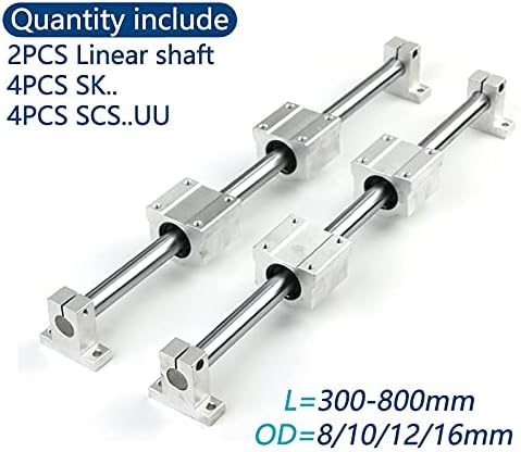 DXMRWJ 2pcs Линеарно Железничко Вратило ОД8/10/12mm Оптичка Оска 4Pcs SCS8/10/12uu Линеарни Лежишта блокови 4Pcs SK8/10/12 Поддршка