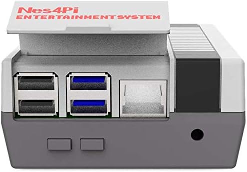 Geeekpi Retro Gaming NES4PI случај за Raspberry Pi 4 Model B, Raspberry PI 4 Case со вентилатор малина Пи ладење на вентилатор малина Пи за