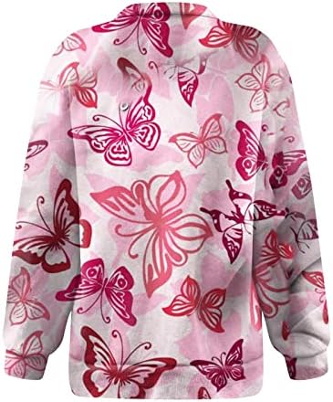 Женски графички џемпери 1/4 патент v-врат прилагодлива гроздобер униформа топли благодарни кошули за жени