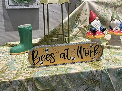 Колективен дом - пчели на работа, галванизирана пролетна декорација, рустикална дрво плакета за спална соба, дневна соба, канцеларија,