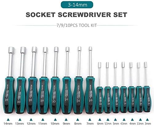 XDCHLK Socket Screwpriver 10 парчиња Поставете прецизност шестоаголник завртки за завртки копчиња за возач Преносен за поправка на домаќинства