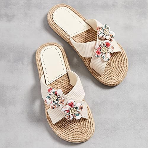 Дами рамни цветни цветни папучи цветни плажа се лизгаат на модни влечки рамни отворени пети летни модни сандали папучи на плажа женски црни
