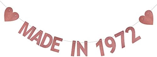 Ксиаолуоли Розово Злато Сјај Банер, Пред-Нанижани, Смешни 51-ви Роденден Декорации Bunting Знак Позадини, Направени во 1972 Година