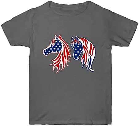 4-ти јули кошули жени во САД знаме лето кратки ракави на вратот маички ленти starsвезди лабави вклопуваат обични забавни кошула Туника врвови