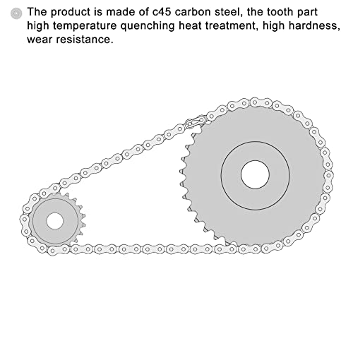 uxcell 17 Sprocket на ролери за заби б тип, 25 ланец, единечно влакно 1/4 терен, 8мм, црна оксид C45 јаглероден челик со поставени завртки за ISO 04C