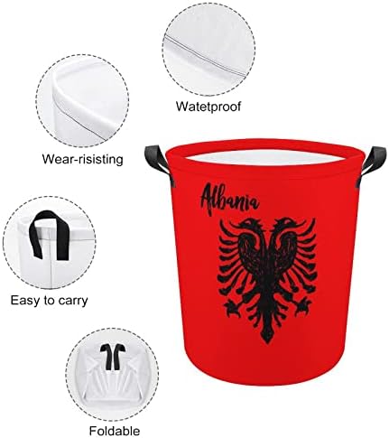 Албанија Знаме На Орел Кошница За Перење Преклоплива Кеса За Перење Алишта Со Рачки
