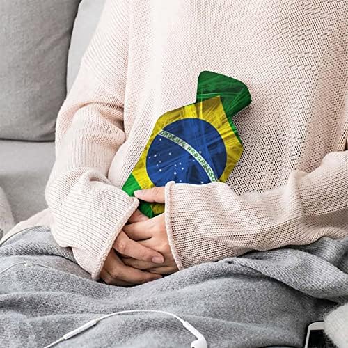 Бразилско знаме од шише со топла вода од свила со мека покривка 1L голема класична потопла торба за нозе на рамо на вратот на вратот