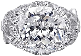 Прстен за ангажман за жени елегантни сребрени свадбени прстени ретро ветувачки прстени класичен бучен кубен цирконија дијамантски прстен