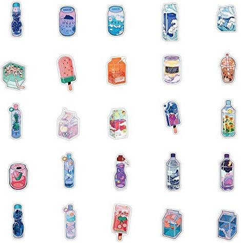 Модерни налепници за шишиња со пијалоци со цртан филм Пакуваат 50 парчиња шарени водоотпорни слатки налепници за колба, лаптоп, шише со вода, симпатична естетска ви?