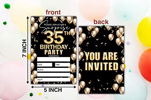 Покана за 35 - ти Роденден-Покана За Црн И Златен Роденден-Покана За Роденден Идеи За Возрасна Жена И Маж - 20 Пополнете Картички За Покани