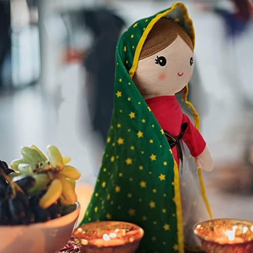 Линзи Кадифен 14 Дева Марија Кукла | Подарок За Крштевање | Муњека Вирген де Гвадалупе | Виргенсита | Католичка Благословена Дева Марија Кукла