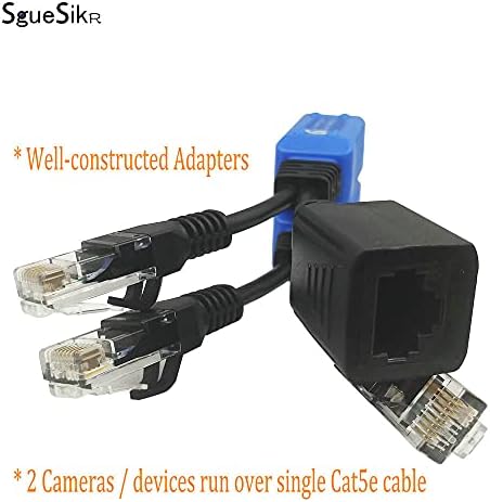 4 пар POE Ethernet Splitter, комплети за споделување кабел RJ45, комбинатор со 2-во-1 CAT5 за 8 безбедносни IP камери NVR систем за надзор